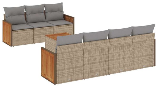 VidaXL Polyrattan Kerti Ülőgarnitúra - 8 részes - Bézs