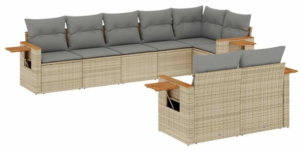 VidaXL 8 részes bézs polyrattan kerti ülőgarnitúra párnával