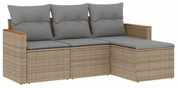 VidaXL 4 részes vegyes bézs polyrattan kerti ülőgarnitúra párnákkal