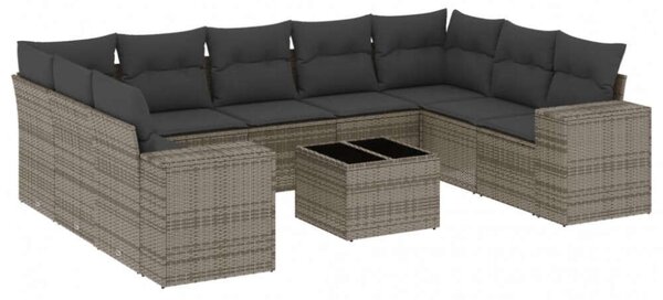 VidaXL Polyrattan Kerti Ülőgarnitúra - 10 részes - Szürke