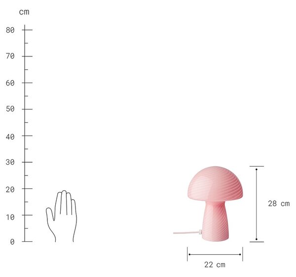 FUNGI TOWN üveg asztali lámpa, rózsaszín
