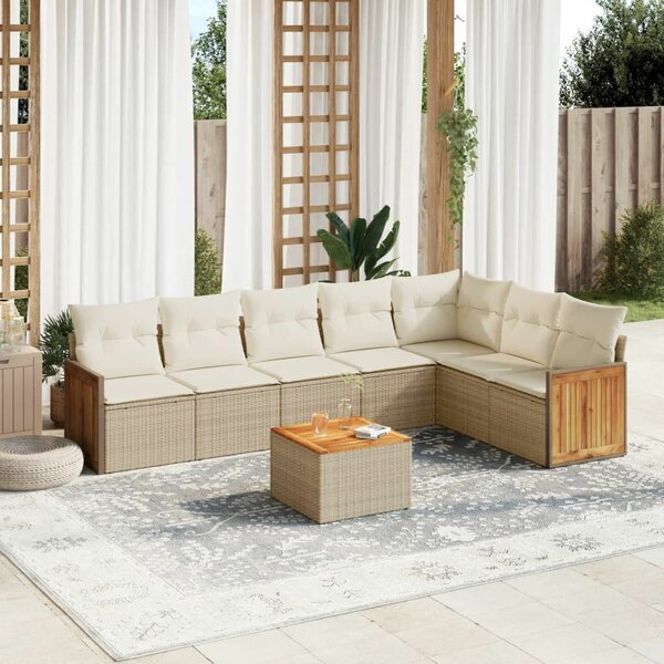 VidaXL Polyrattan Kerti Ülőgarnitúra - 8 részes - Bézs