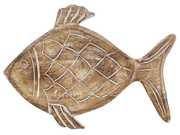 PESCADO hal formájú mangófa dekor tál 38 x 28cm