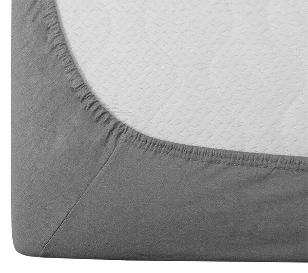 Krepp ágyneműhuzat szett DENYX BLEND szürke + jersey lepedő 180 x 200 cm világosszürke, kétszemélyes ágyhoz