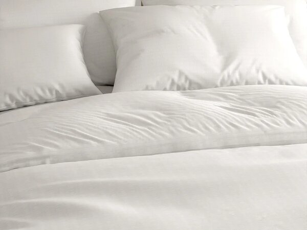 Krepp ágynemű szett DENYX BLEND világos krémszínű, hotel zseb + Jersey lepedő 90 x 200 cm szürkésbézs, egyszemélyes
