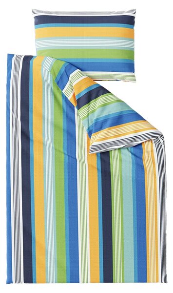 Krepp ágyneműhuzat LINIE kék szett + Jersey lepedő 90 x 200 cm világosszürke, egyszemélyes