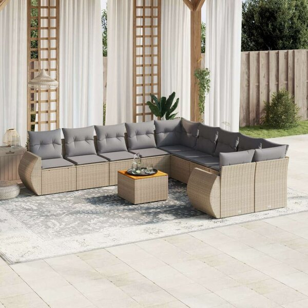 VidaXL Polyrattan Kerti Ülőgarnitúra - 11 részes - Bézs