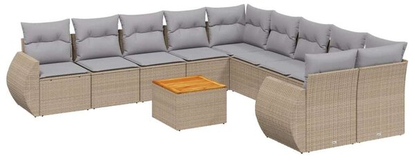 VidaXL Polyrattan Kerti Ülőgarnitúra - 11 részes - Bézs