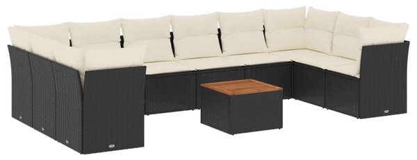 VidaXL Polyrattan Kerti Ülőgarnitúra - 11 részes - Fekete