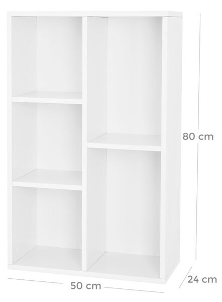 VASAGLE Modern Könyvespolc 5 Rekesszel Fehér