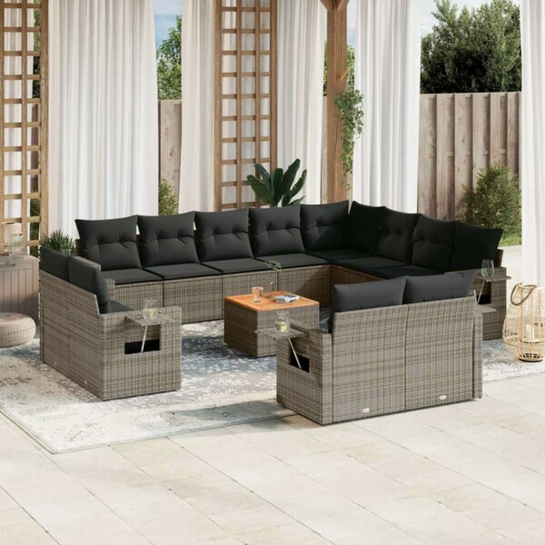 VidaXL Polyrattan Kerti Ülőgarnitúra - 13 részes - Szürke