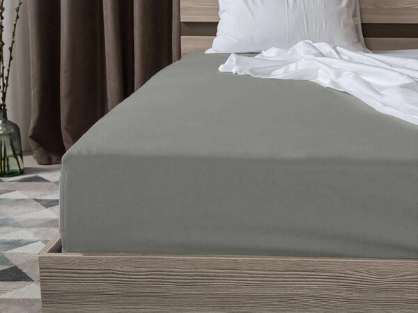 Krepp ágyneműhuzat készlet WHITE SHEEPS POLY szürke + Jersey gumis lepedő 90 x 200 cm szürke, egyszemélyes