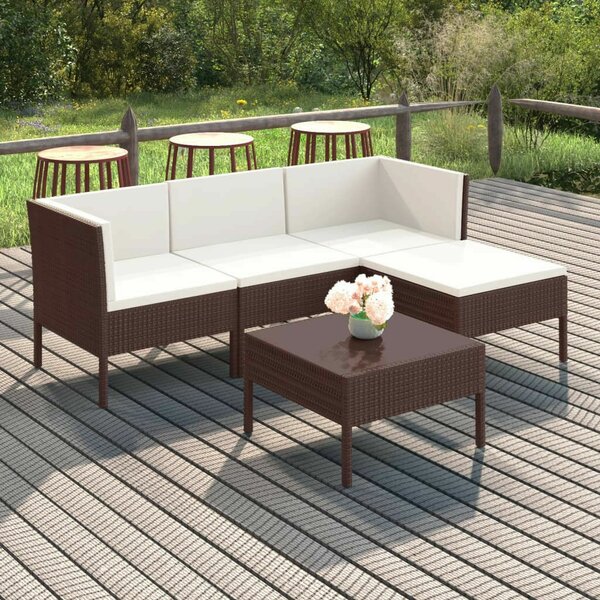 VidaXL 5 részes Kerti Ülőgarnitúra - Barna Polyrattan