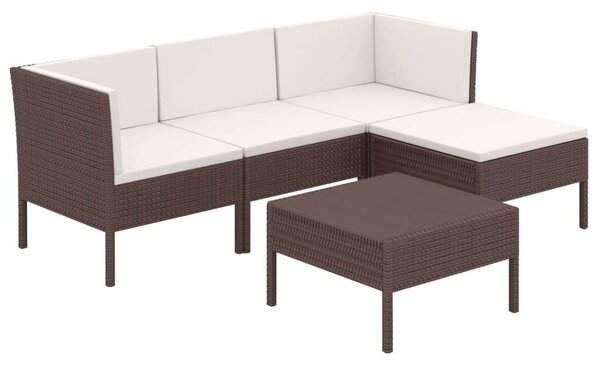 VidaXL 5 részes Kerti Ülőgarnitúra - Barna Polyrattan