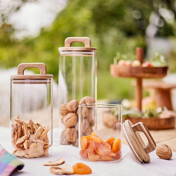 STORAGE üveg tároló akácfa fedéllel 1800ml