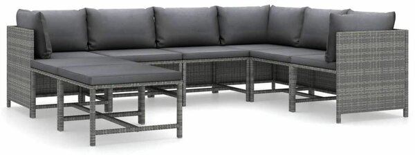 VidaXL Polyrattan Kerti Ülőgarnitúra - 8 részes - Szürke