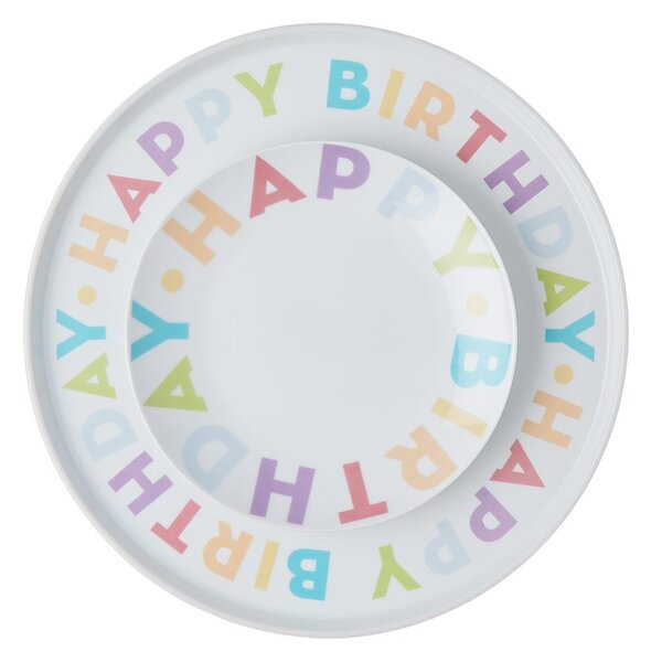 HAPPY BIRTHDAY tortatányér Ø30cm, pasztell