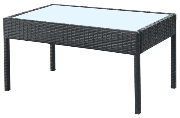 Polyrattan Kerti Bútorszett - 4 részes - Fekete