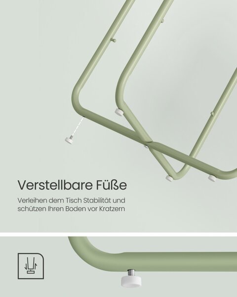 VASAGLE Modern Kerek Kisasztal Tárolókosárral Babérzöld-Krémfehér