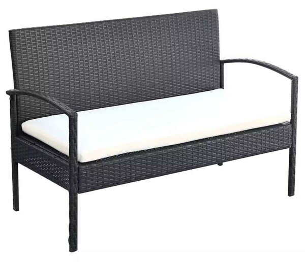 Polyrattan Kerti Bútorszett - 4 részes - Fekete