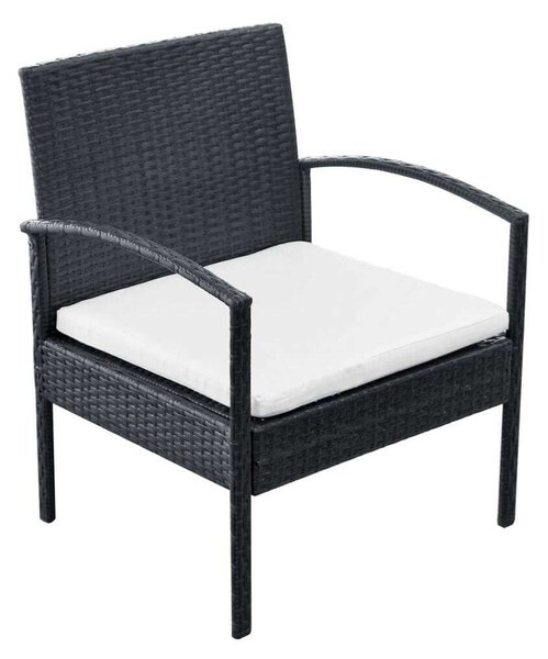 Polyrattan Kerti Bútorszett - 4 részes - Fekete