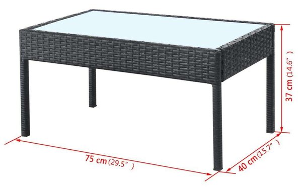 Polyrattan Kerti Bútorszett - 4 részes - Fekete