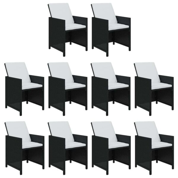 Polyrattan Kerti Étkezőgarnitúra - 11 részes - Fekete