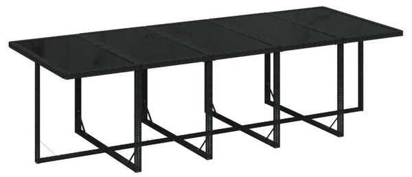 Polyrattan Kerti Étkezőgarnitúra - 11 részes - Fekete