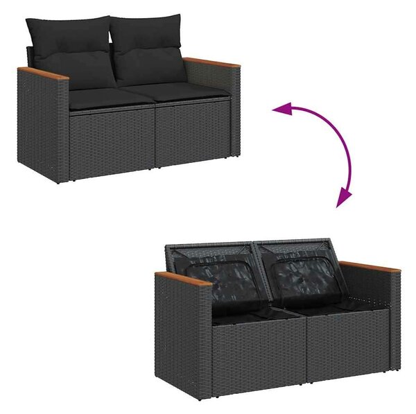 VidaXL Polyrattan Kerti Ülőgarnitúra - 9 részes - Fekete