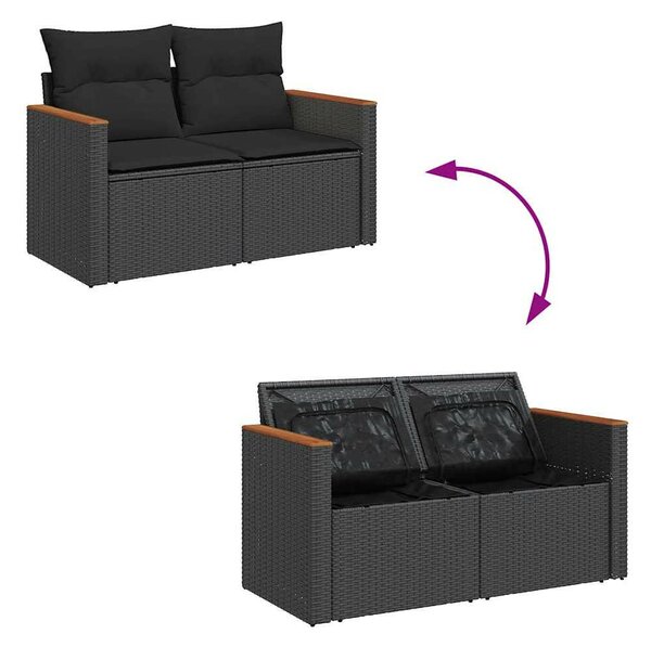 VidaXL Polyrattan Kerti Ülőgarnitúra - 9 részes - Fekete
