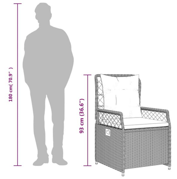 VidaXL Polyrattan Kerti Étkezőgarnitúra - 9 részes - Fekete