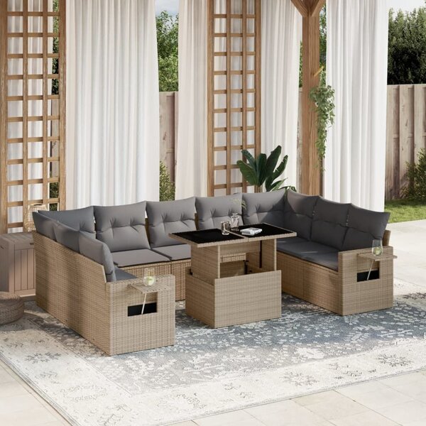 VidaXL Polyrattan Kerti Ülőgarnitúra - 10 részes szett