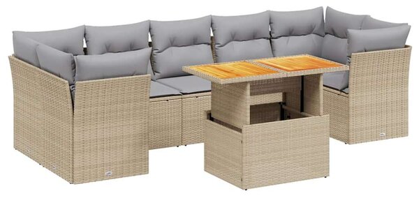 VidaXL Polyrattan Kerti Ülőgarnitúra - 8 részes - Bézs
