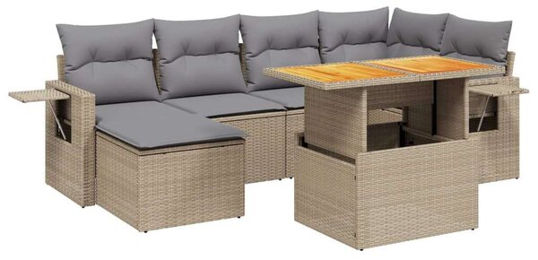 VidaXL Polyrattan Kerti Ülőgarnitúra - 7 részes - Bézs