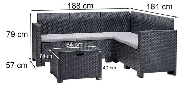 Nero VII Kerti Bútor Garnitúra - 10 Személyes Sarok