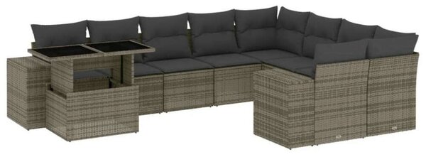 VidaXL Polyrattan Kerti Ülőgarnitúra - 10 részes - Szürke