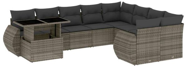 Polyrattan Kerti Ülőgarnitúra - 10 részes - Szürke