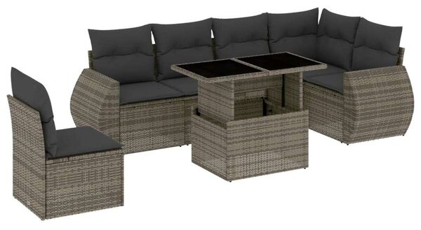 VidaXL Polyrattan Kerti Ülőgarnitúra - 7 részes - Szürke