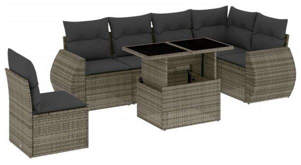 VidaXL Polyrattan Kerti Ülőgarnitúra - 7 részes - Szürke