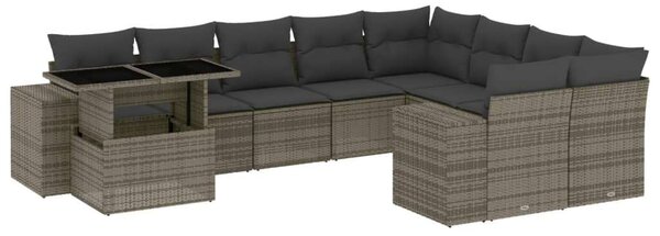VidaXL Polyrattan Kerti Ülőgarnitúra - 10 részes - Szürke