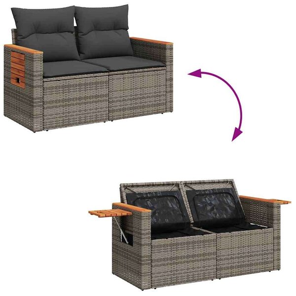VidaXL Polyrattan Kerti Ülőgarnitúra - 7 részes, Szürke