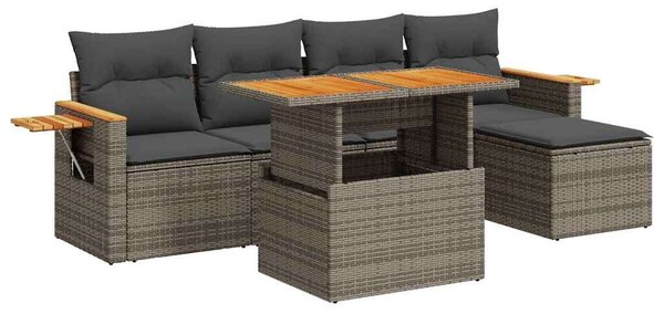 VidaXL Polyrattan Kerti Ülőgarnitúra - 7 részes, Szürke