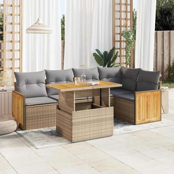 VidaXL Polyrattan Kerti Ülőgarnitúra - 6 részes - Bézs