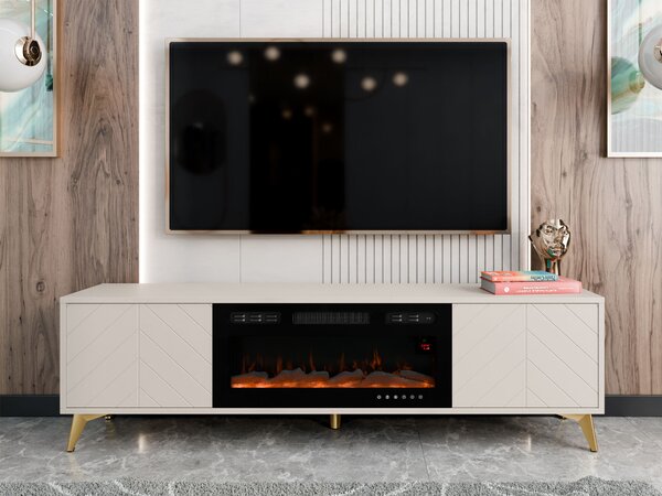 TV-állvány Comfivo Citrus II, Közepes sűrűségű farostlemez, Laminált forgácslap, 53x184x40cm, Bézs