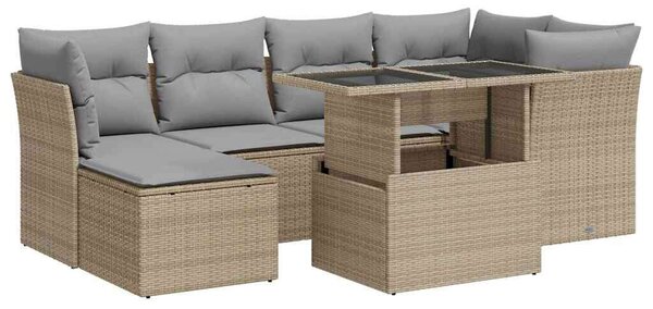 VidaXL Polyrattan Kerti Ülőgarnitúra - 7 részes - Bézs