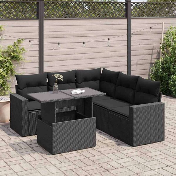 VidaXL Polyrattan Kerti Ülőgarnitúra - 6 részes - Fekete