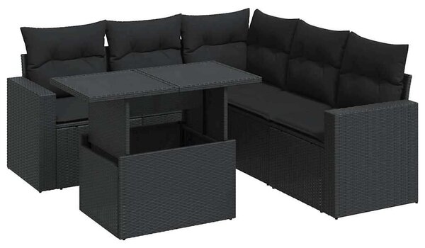 VidaXL Polyrattan Kerti Ülőgarnitúra - 6 részes - Fekete