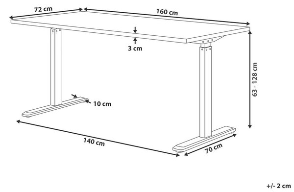 Elektromosan állítható asztal DESTIN II Fekete 160 cm 72 cm