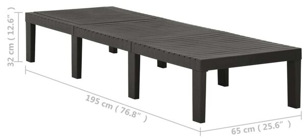 VidaXL Antracitszürke Műanyag Napozóágy - 195 cm