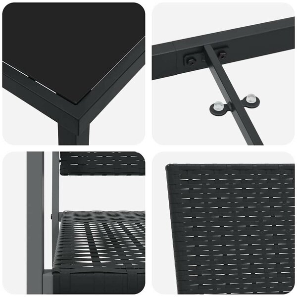 Kert étkező szett 3 pcs Fekete PE Rattan